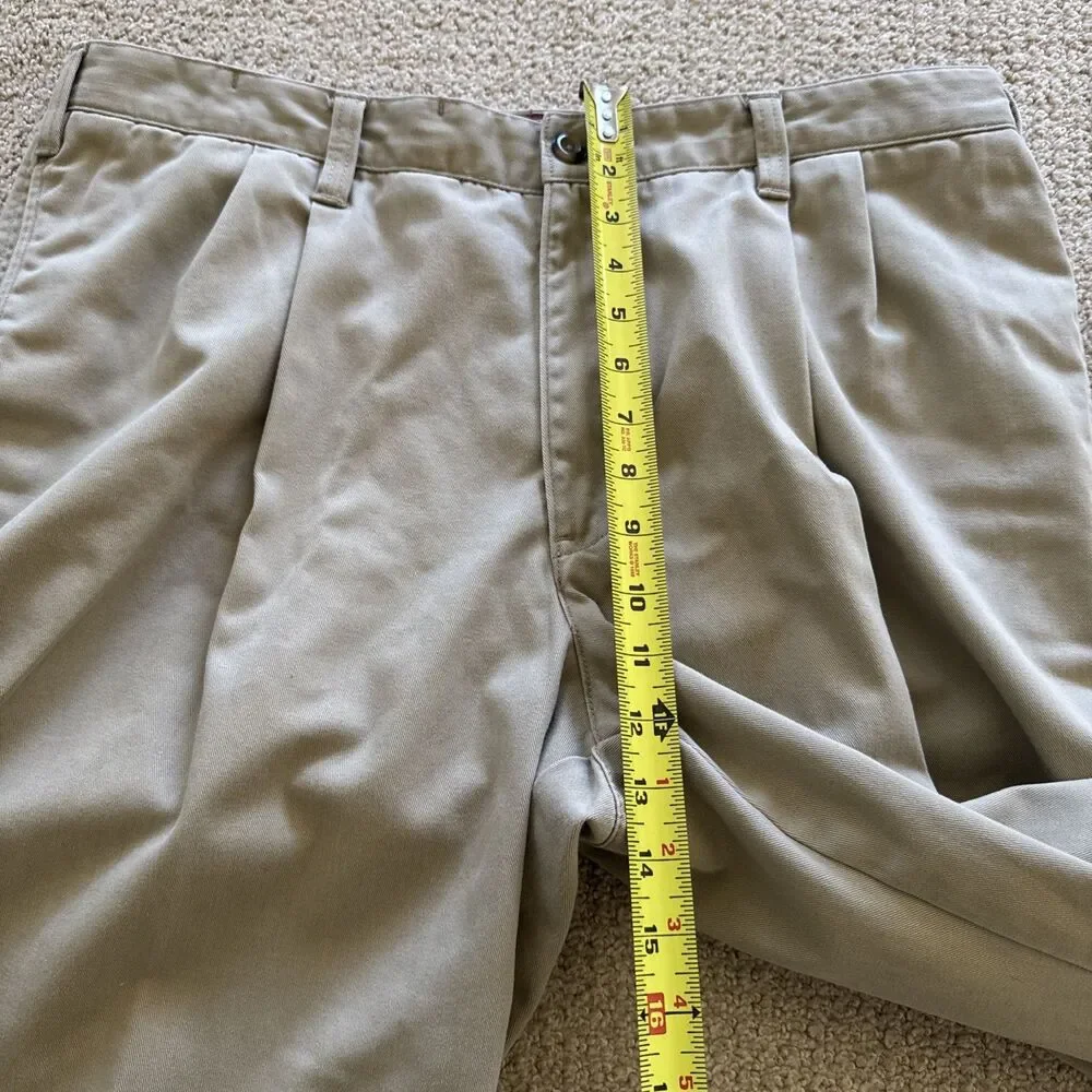 Eddie Bauer Chino Pants Mens 38X34 Tan Khaki Pleated Front 100 Cotton Casual VTG